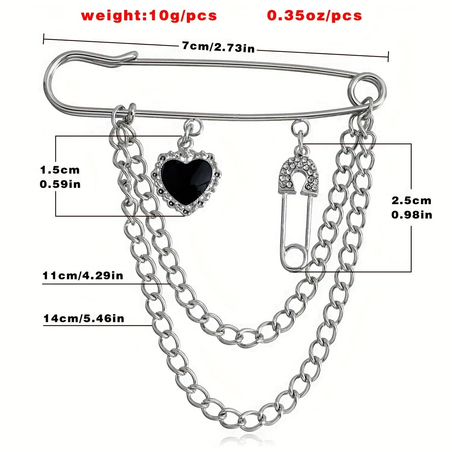 Cold Wind Chain Brooch Hip Hop Love Pin Suit Jacket Accessories Men Women