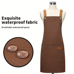 Waterproof Halter Apron with Pockets - Kitchen Home Cooking Work Apron
