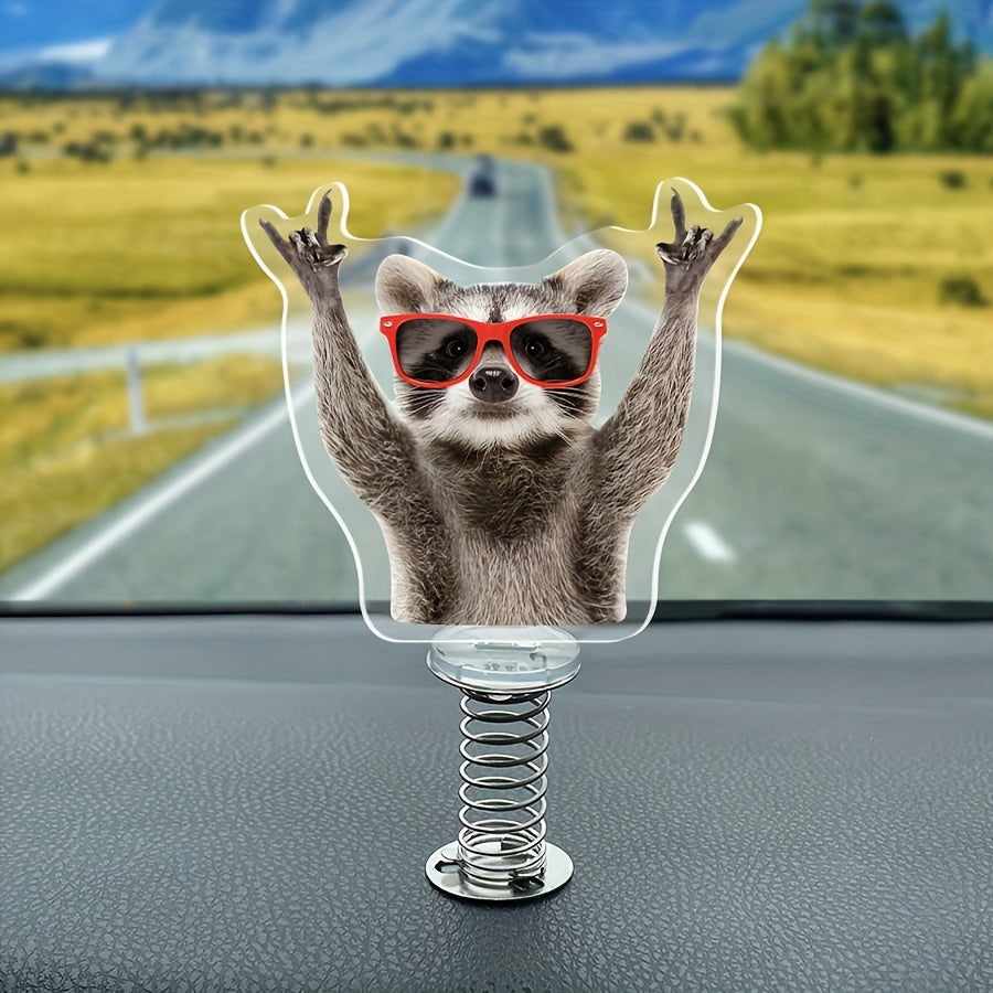 Acrylic Desk Fidget Rockin' Raccoon - Relaxing Office Fun