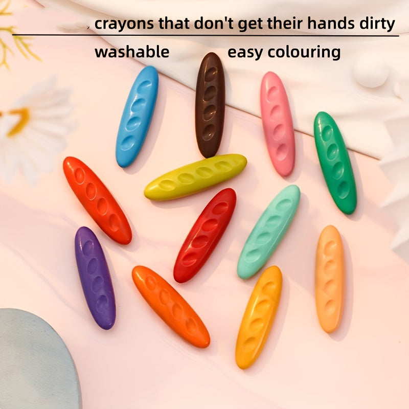 12 24 36 Plastic Hole Crayons Correct Grip Washable No Dirty Hands