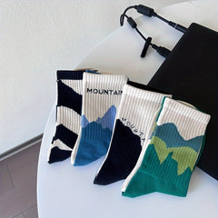 4 Pairs Sport Socks Athletic Running Crew Socks
