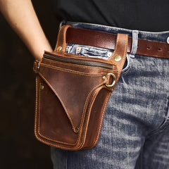 Retro Waist Bag Leather Mobile Phone Holder for Outdoor Adventures