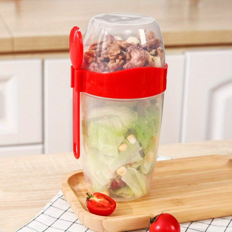 Portable Double Layer Salad Cup with Spoon