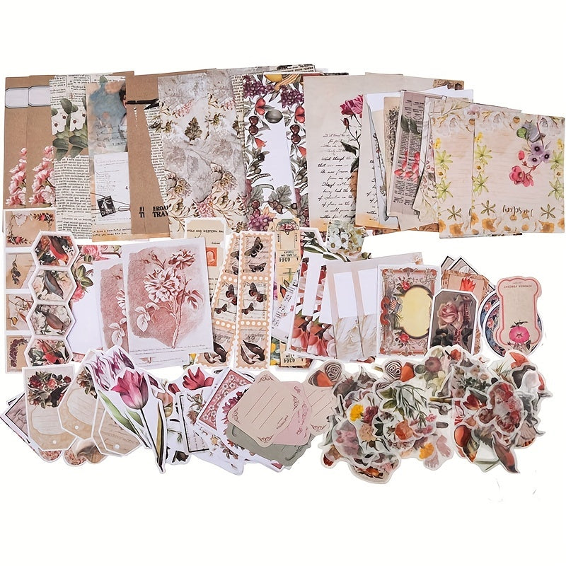 200pcs Vintage Scrapbook Material Journaling Paper Stickers