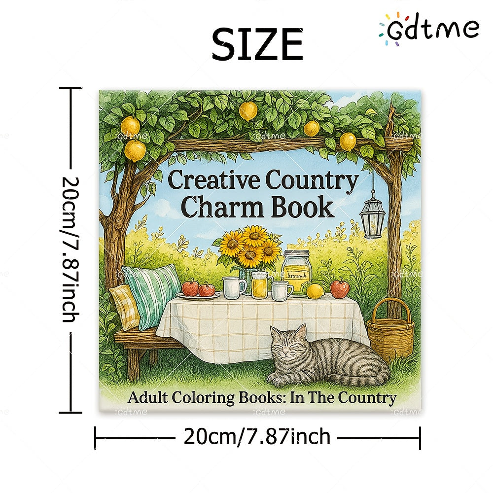 Farm Themed Coloring Book for Adults with Cats Cows Barns
