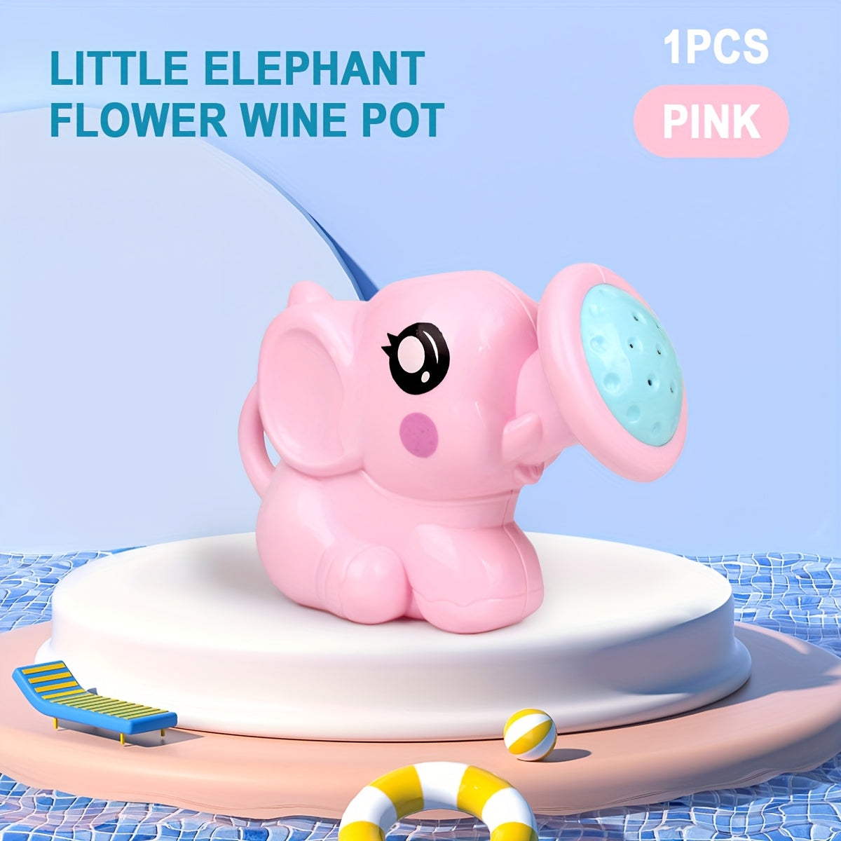 Elephant Shower Kettle Bath Toy Pink Non-Toxic for Kids