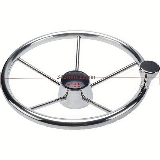 Stainless Steel 5 Spoke Steering Wheel with Knob - Boat Marine Accessories