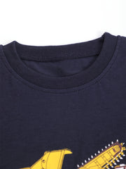Boy's Vehicle Pattern Pajamas 2pcs T shirt & Shorts Set