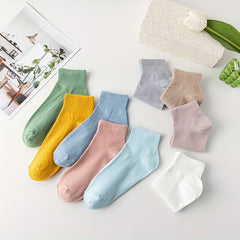 9 Pairs Comfy Breathable Short Socks Women's Stockings Hosiery