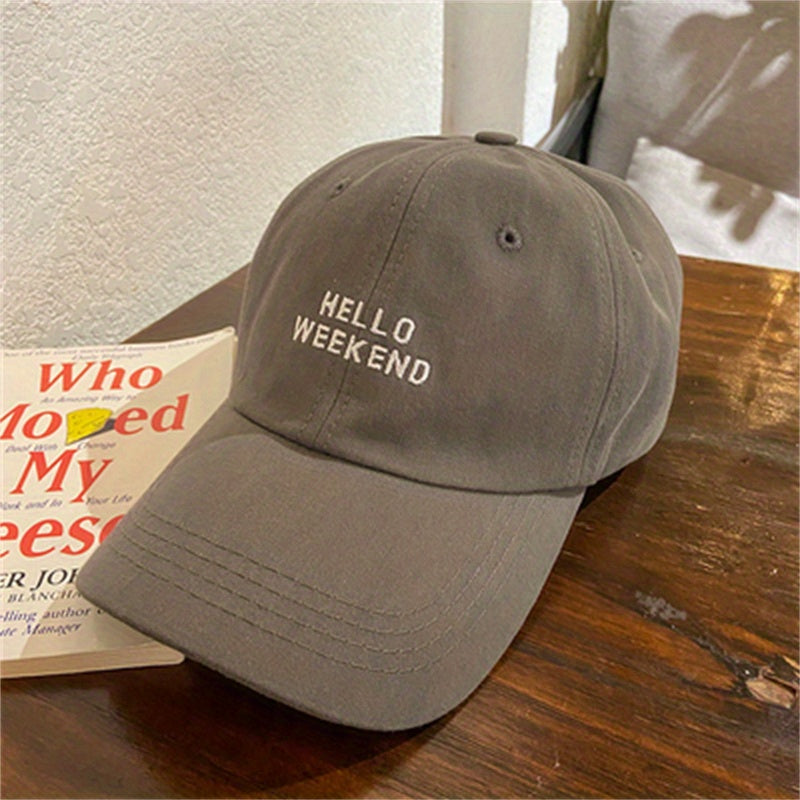 Hello Weekend Embroidered Baseball Cap Sun Hat