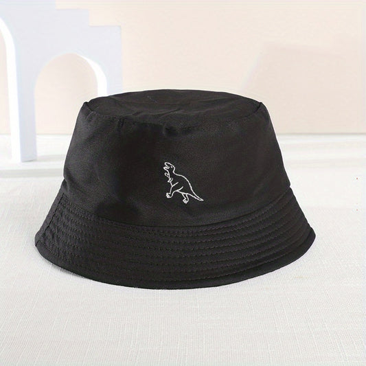Kids Sunshade Embroidery Dinosaur Fisherman Hat