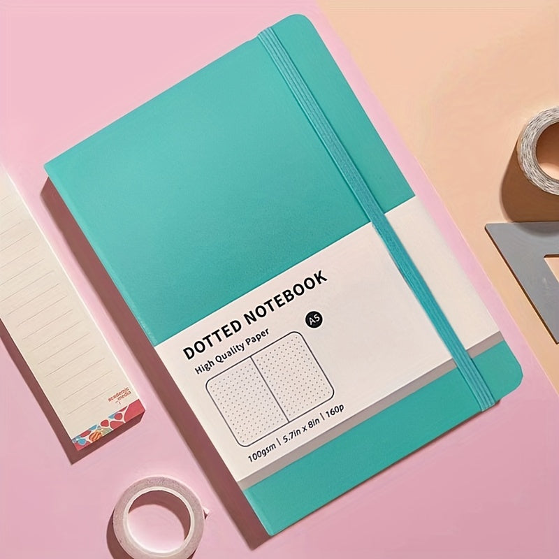 Macaron A5 Hardcover Dotted Line Notebook - Cyan Green