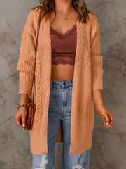  Cable Sleeve Open Front Cardigan