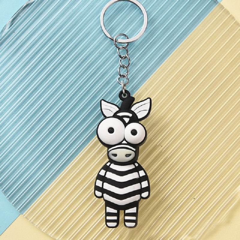 Cartoon Couple Car Keychain PVC Elephant Lion Funny Toy Key Ring