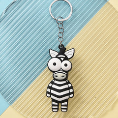 Cartoon Couple Car Keychain PVC Elephant Lion Funny Toy Key Ring