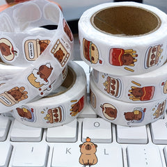 500pcs Capybara Stickers Adorable Animal Designs Sleeping Hamburger Cake