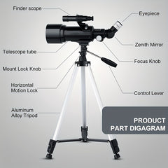 120X Astronomical Telescope HD Imaging 400mm Focal Length for Stargazing