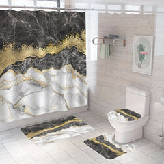 Marble Pattern Shower Curtain Set 4Pcs
