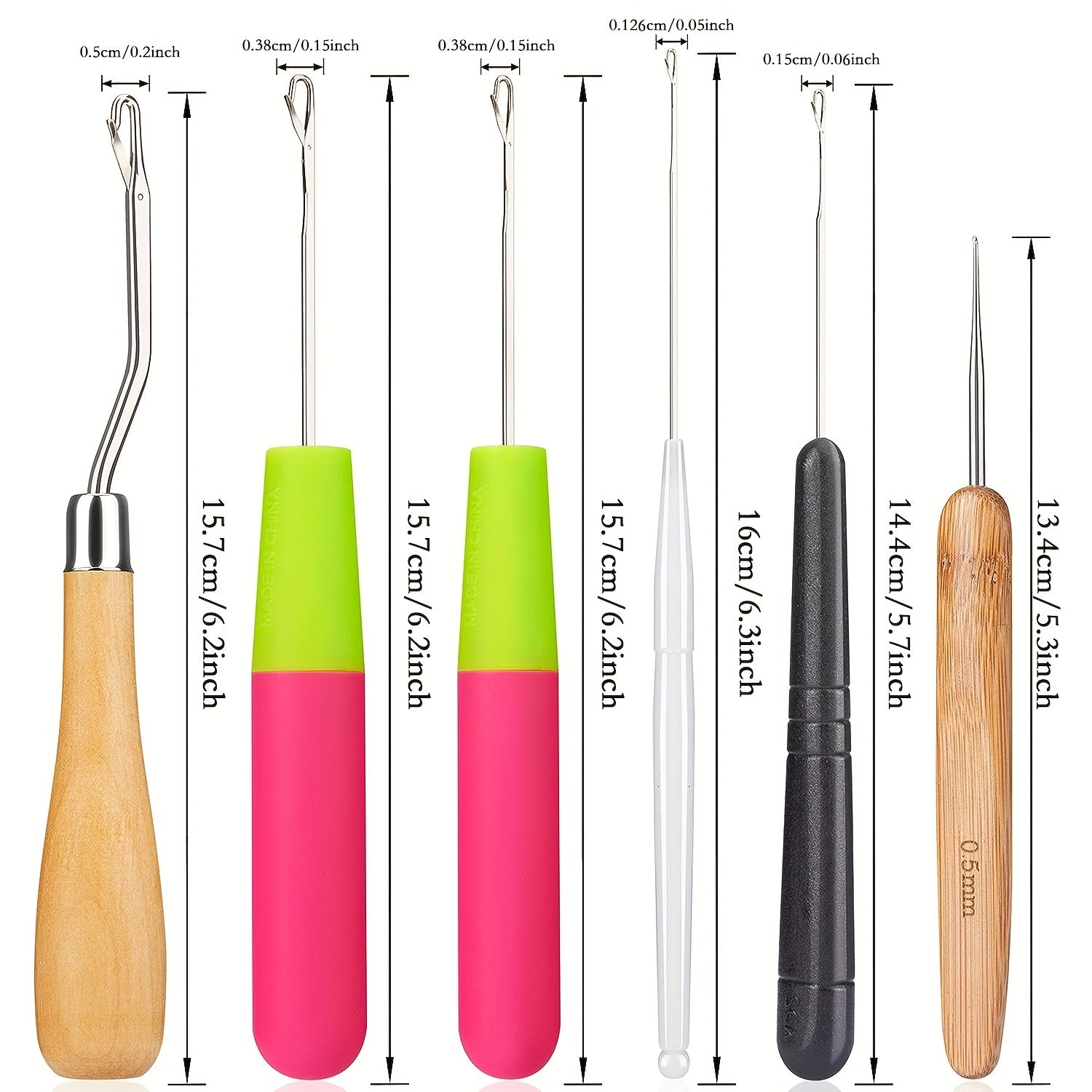 7pcs Interlocking Tool for Latch Hook Needle Dreadlock Crochet for Braid Hair