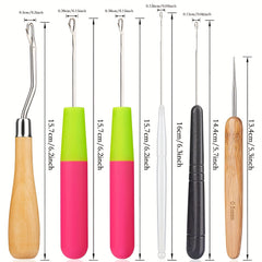 7pcs Interlocking Tool for Latch Hook Needle Dreadlock Crochet for Braid Hair