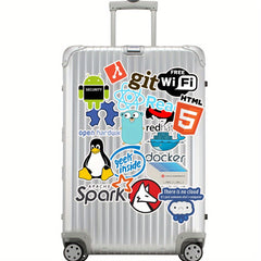 50pcs Cartoon Programmer Stickers Waterproof Vinyl Tech Designs for Water Bottle