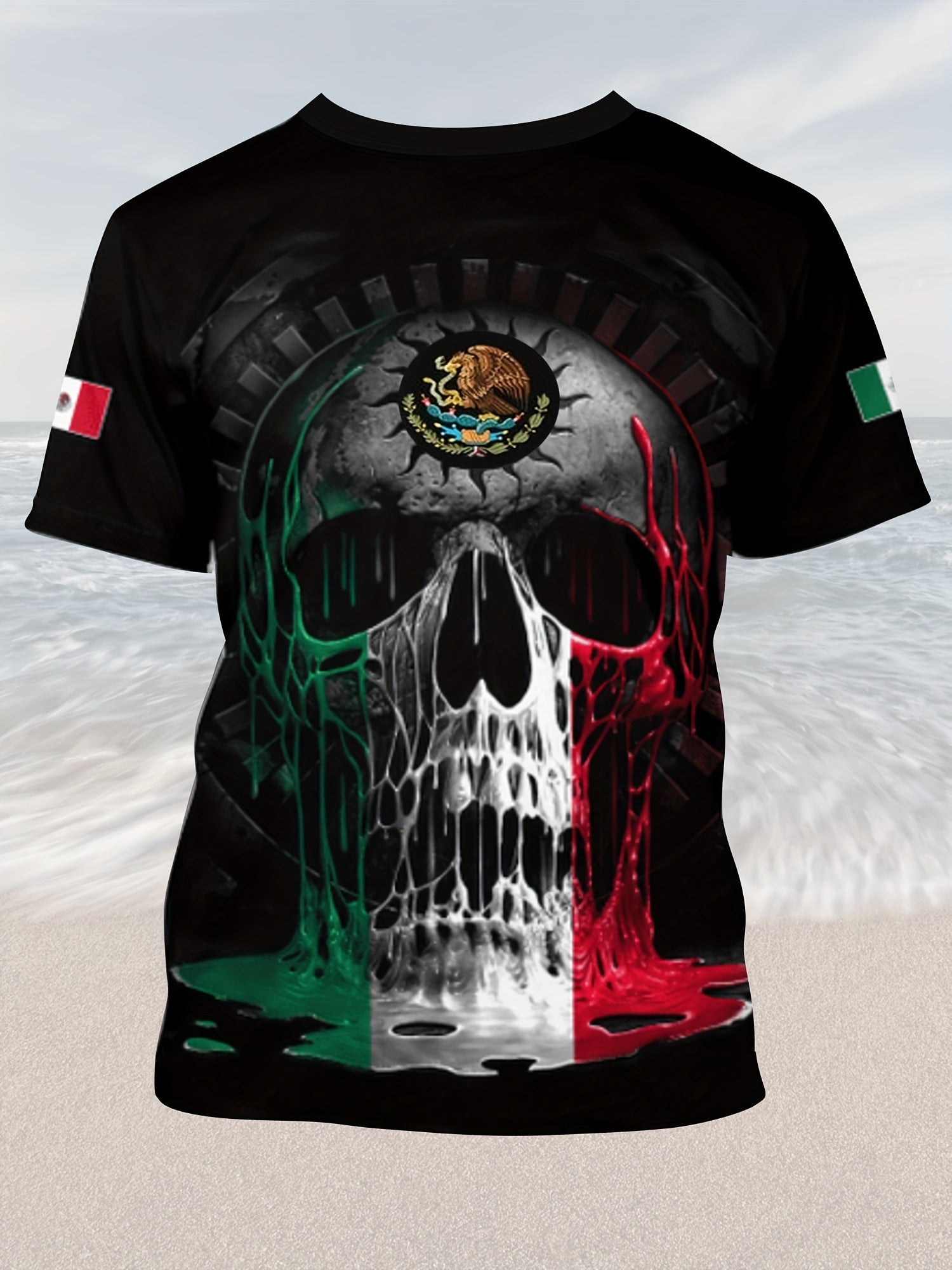 3D Skull Pattern Print Men's Short Sleeve T-shirt Graphic Tee