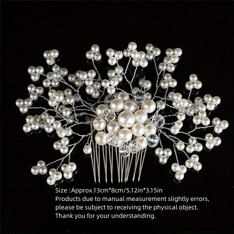 Faux Pearl Crystal Hair Comb Bridal Wedding Hair Accessories