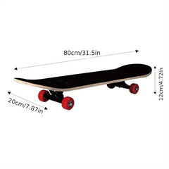 Kids Beginner 4-Wheel Skateboard 78x74cm Non-Slip Maple Outdoor