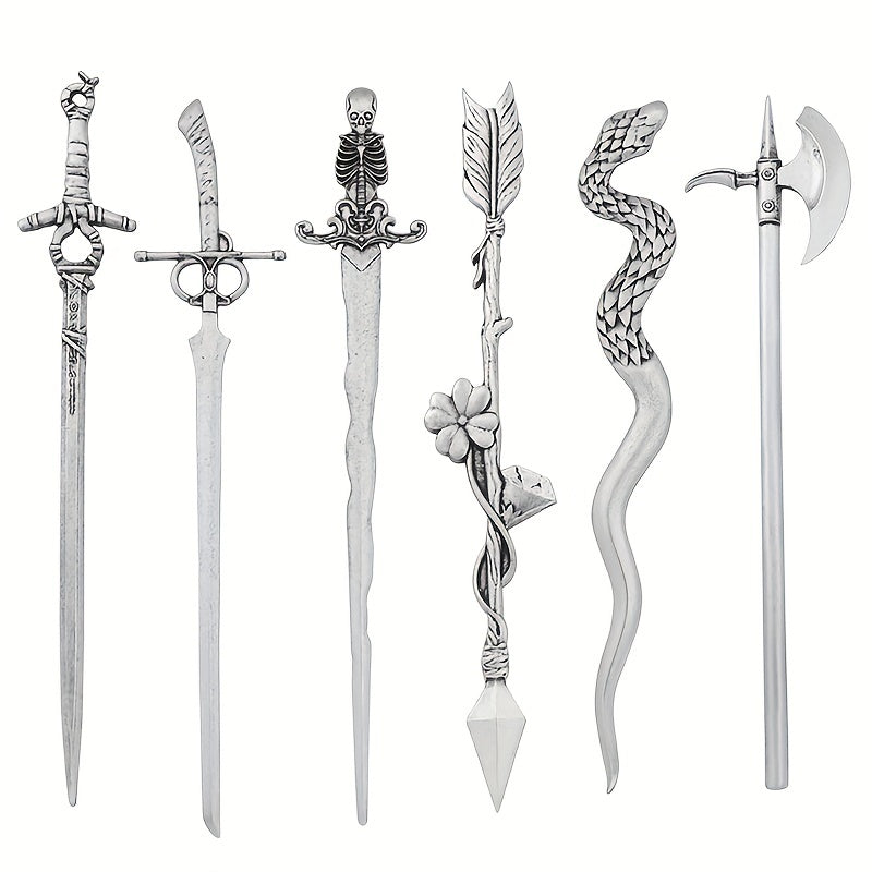 Viking Style Sword Hairpin Silvery Barrette Hair Stick
