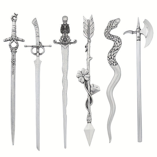 Viking Style Sword Hairpin Silvery Barrette Hair Stick