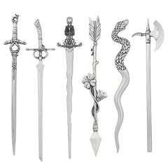 Viking Style Sword Hairpin Silvery Barrette Hair Stick