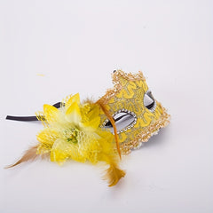 Faux Leather Flower Mask Venetian Masquerade Party Dance Mask
