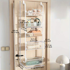 Adjustable 5 Layer Storage Rack for Door Back Bedroom Door Mounted Storage Rack
