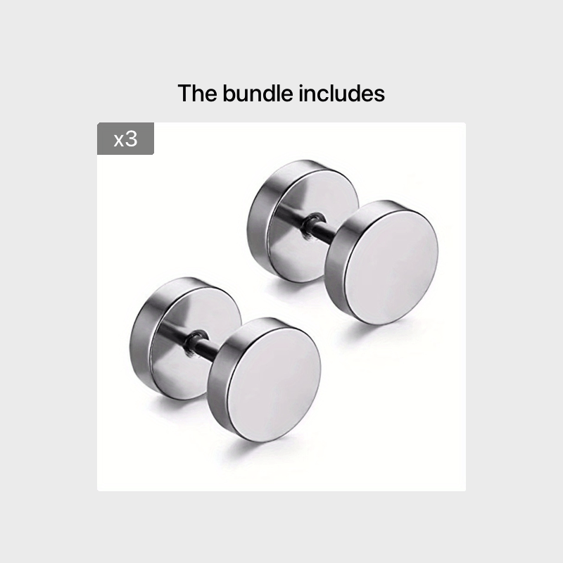 Men's Stainless Steel Stud Earrings Heart Moon Cone Leaf Ear Studs