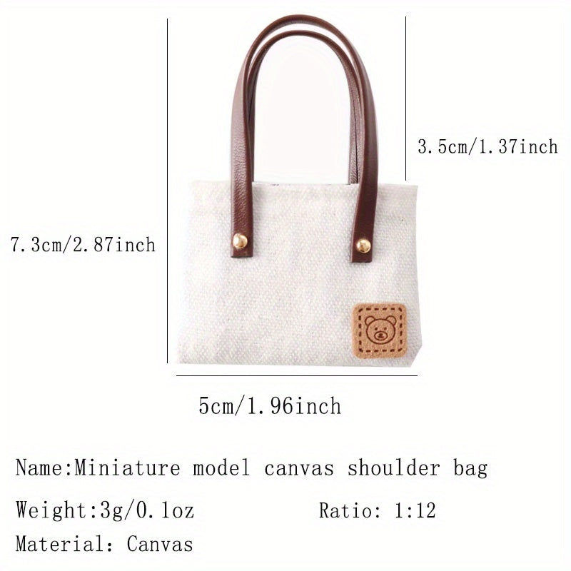 1:12 Dollhouse Canvas Shoulder Bag with Golden Hardware