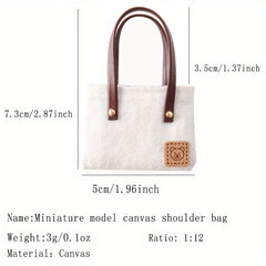 1:12 Dollhouse Canvas Shoulder Bag with Golden Hardware