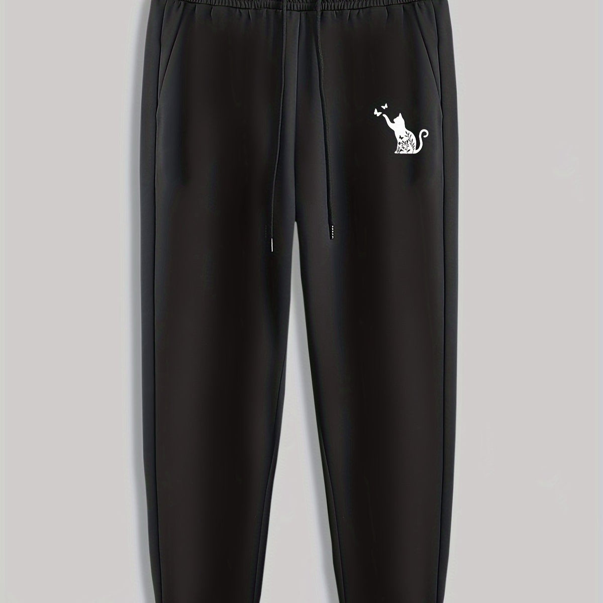 Cat Butterfly Print Men's Drawstring Sweatpants Casual Trousers