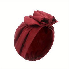 Vintage French Style Turban Cap Solid Pleated Headwrap Plate Flower Head Scarf