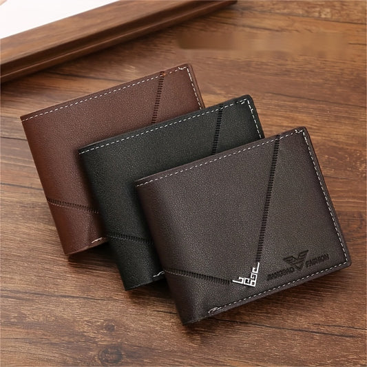 Men's Short Money Clip Wallet Youth Card Holder Horizontal Leather Clip