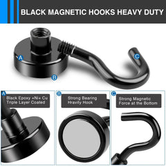 6pcs Magnetic Hooks 22Lbs Heavy Duty Epoxy Coating Office Kitchen Garage