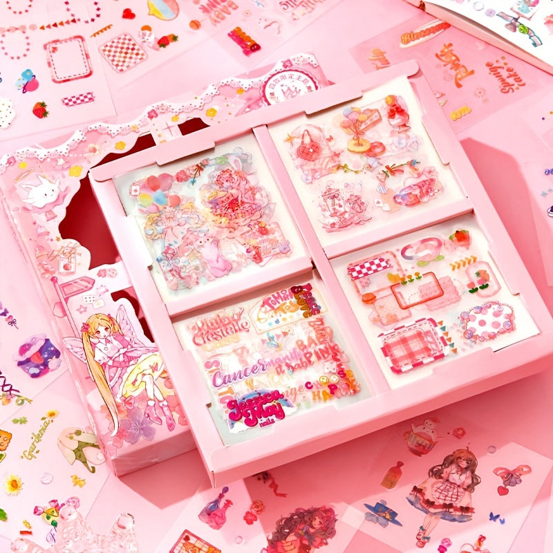100 Pieces Four-in-One Journal Scrapbook Paper & Sticker Pack