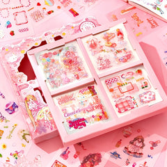 100 Pieces Four-in-One Journal Scrapbook Paper & Sticker Pack