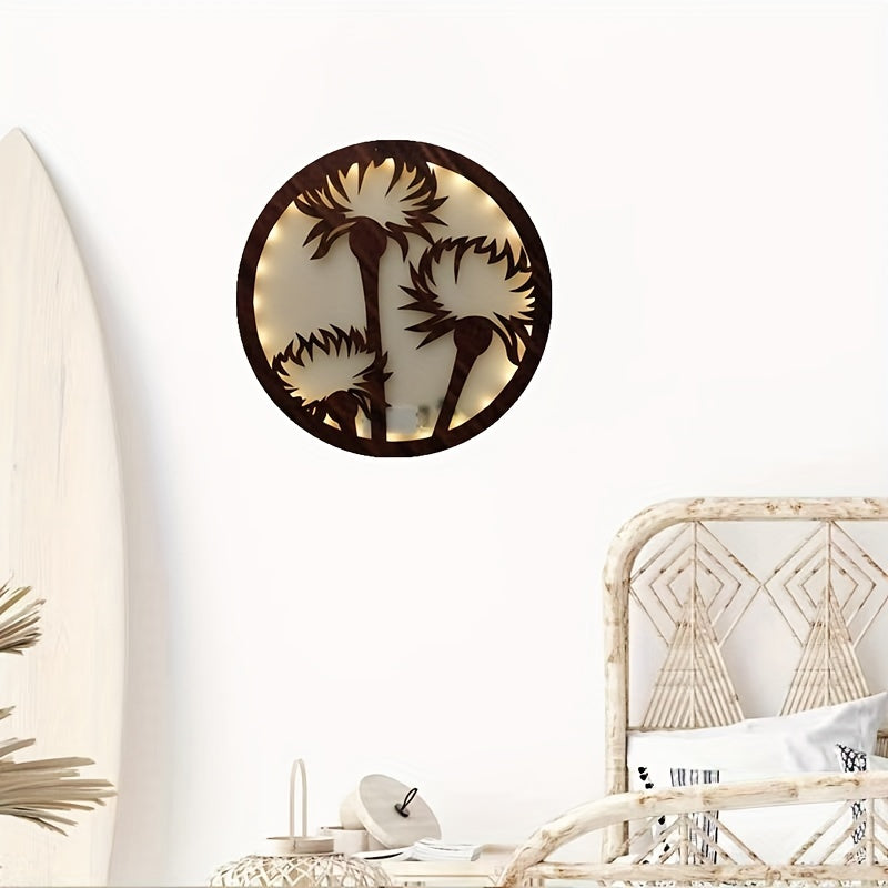 LED Flower Shape Wooden Wall Lamp