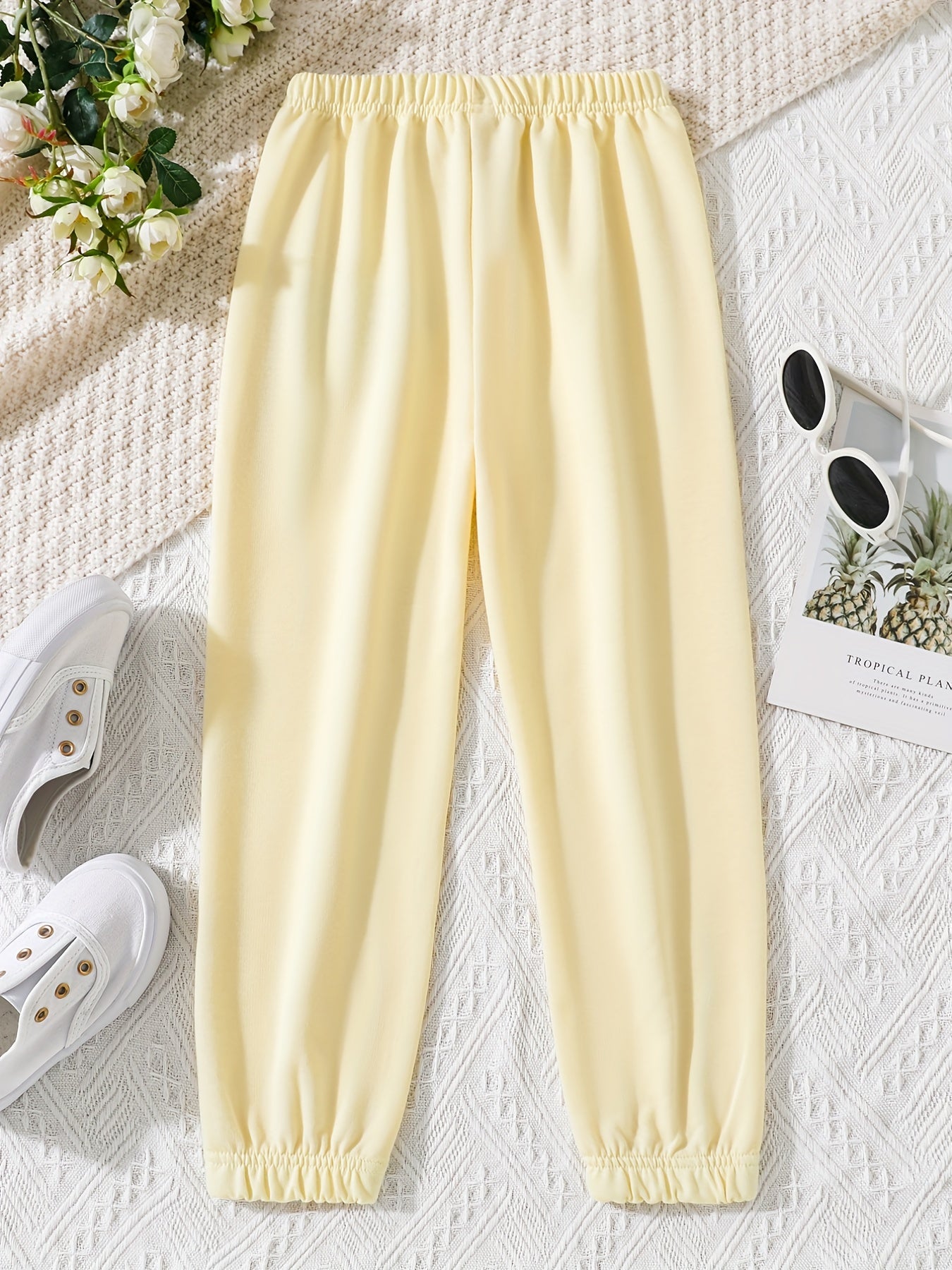 Girls' Casual Letter Print Jogger Sweatpants Loose Fit