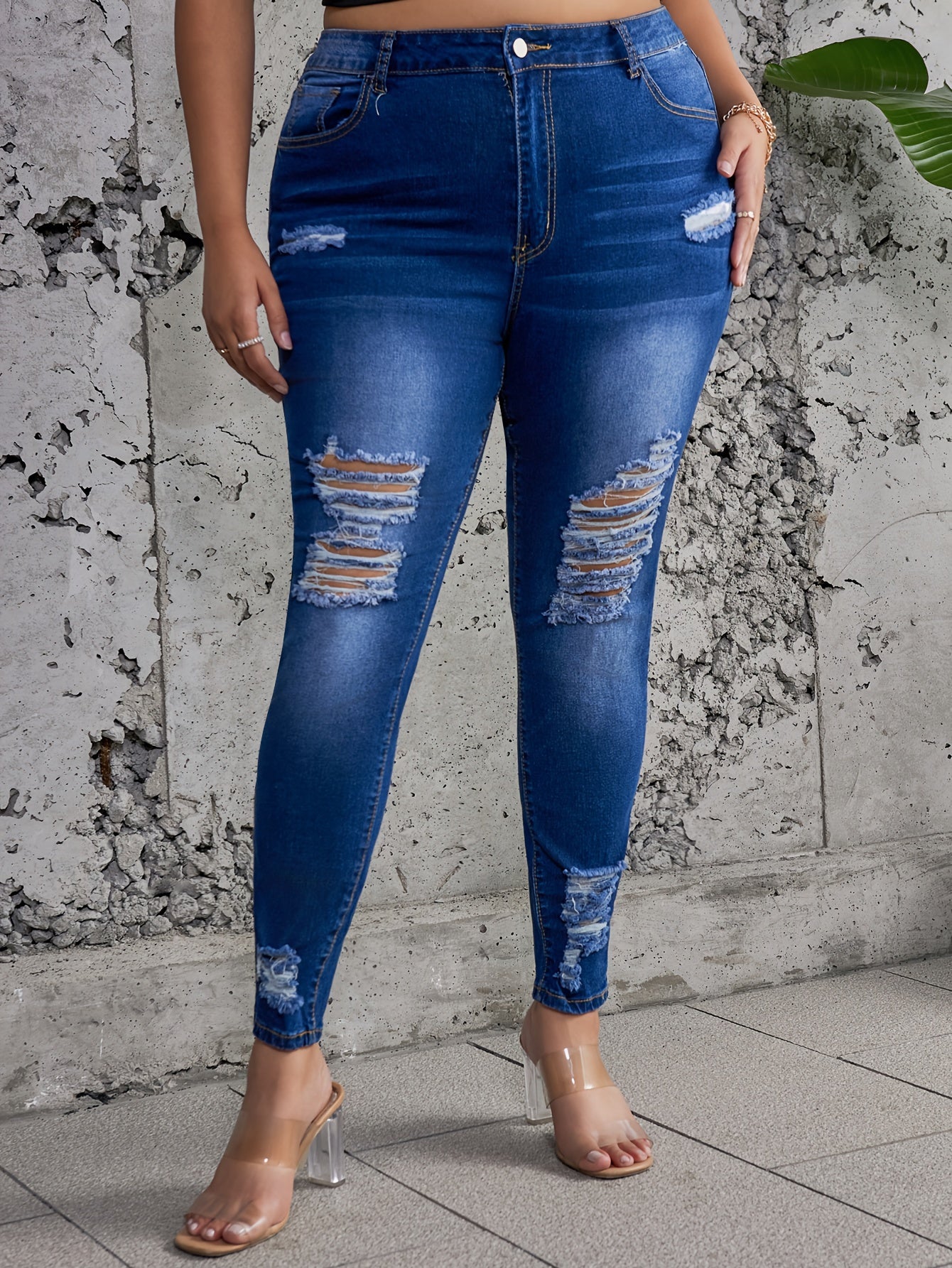  Ripped High Stretch Skinny Jeans