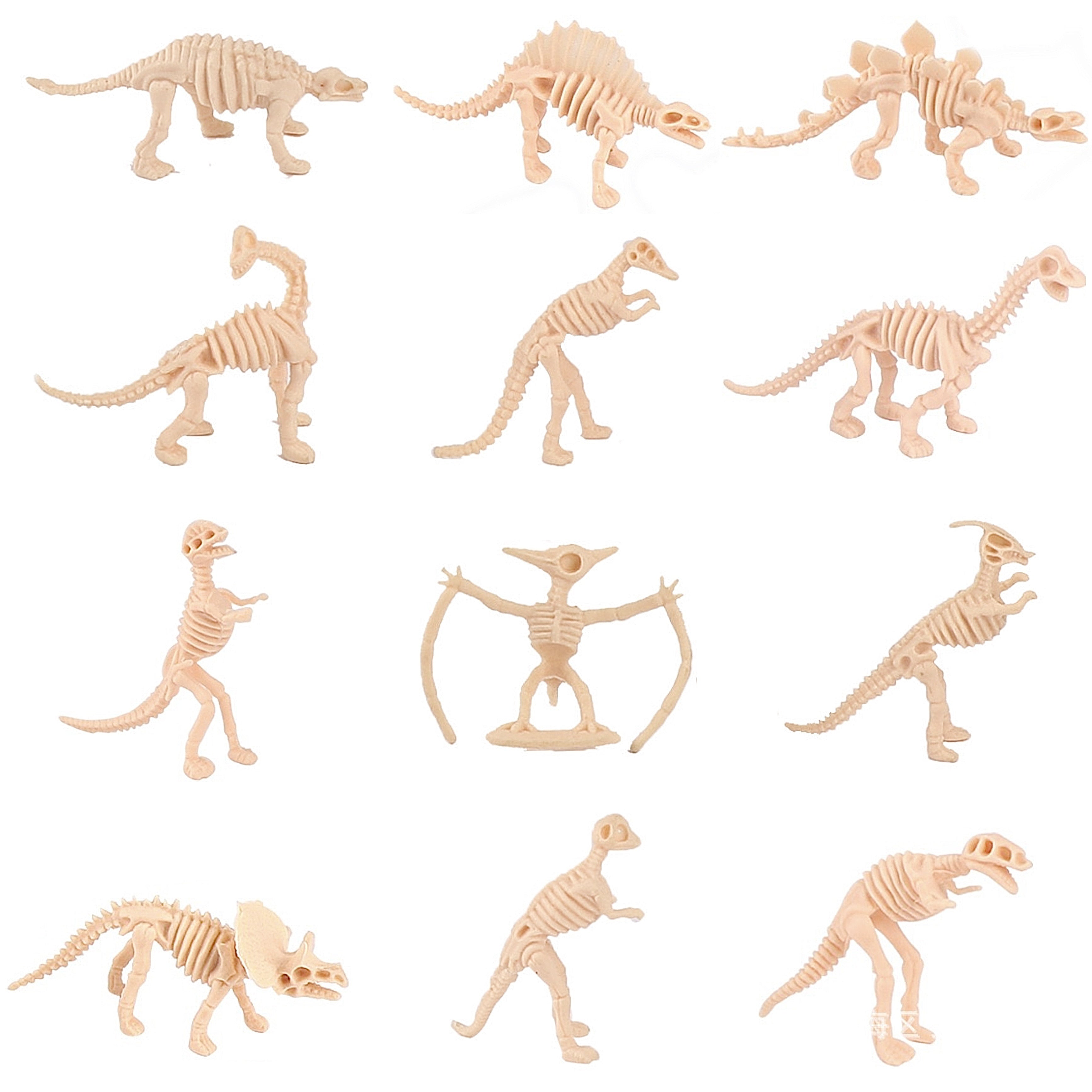 12pcs Dinosaur Skeletons PVC Model Set Educational Realistic Figures