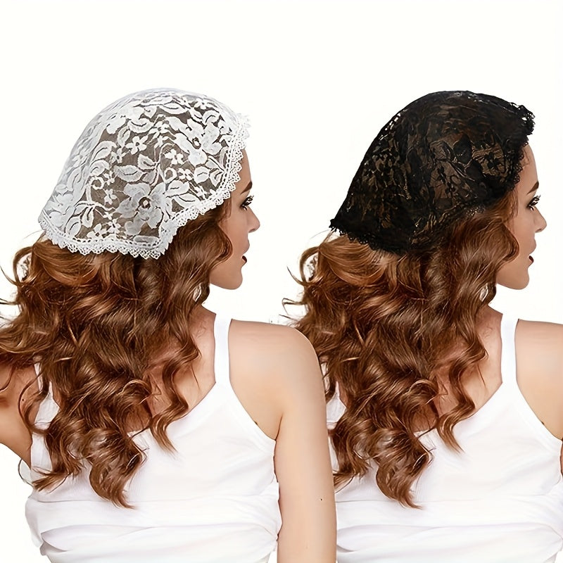 Butterfly Pattern Lace Headscarf for Weddings