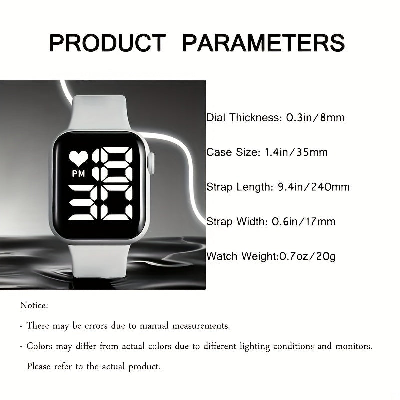 Kids Glow Square Electronic Watch with Silicone Strap