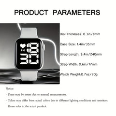 Kids Glow Square Electronic Watch with Silicone Strap