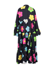 Floral Print Bell Sleeve V Neck Smock Dress